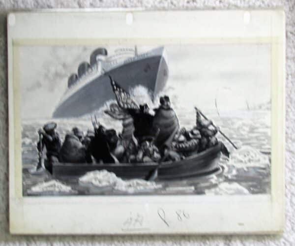 KELLY FREAS CANVAS CONFIDENTIAL BOOK FINAL DRAWING # 4 WASHINGTON BY LEUTZE