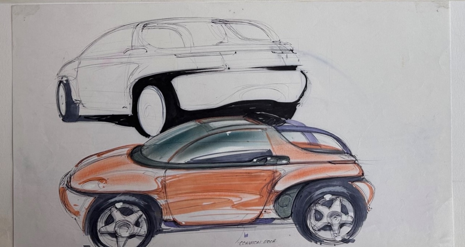 DEREK MILLSAP DRAWING MERCURY FUSION CONCEPT (ORANGE) 1996