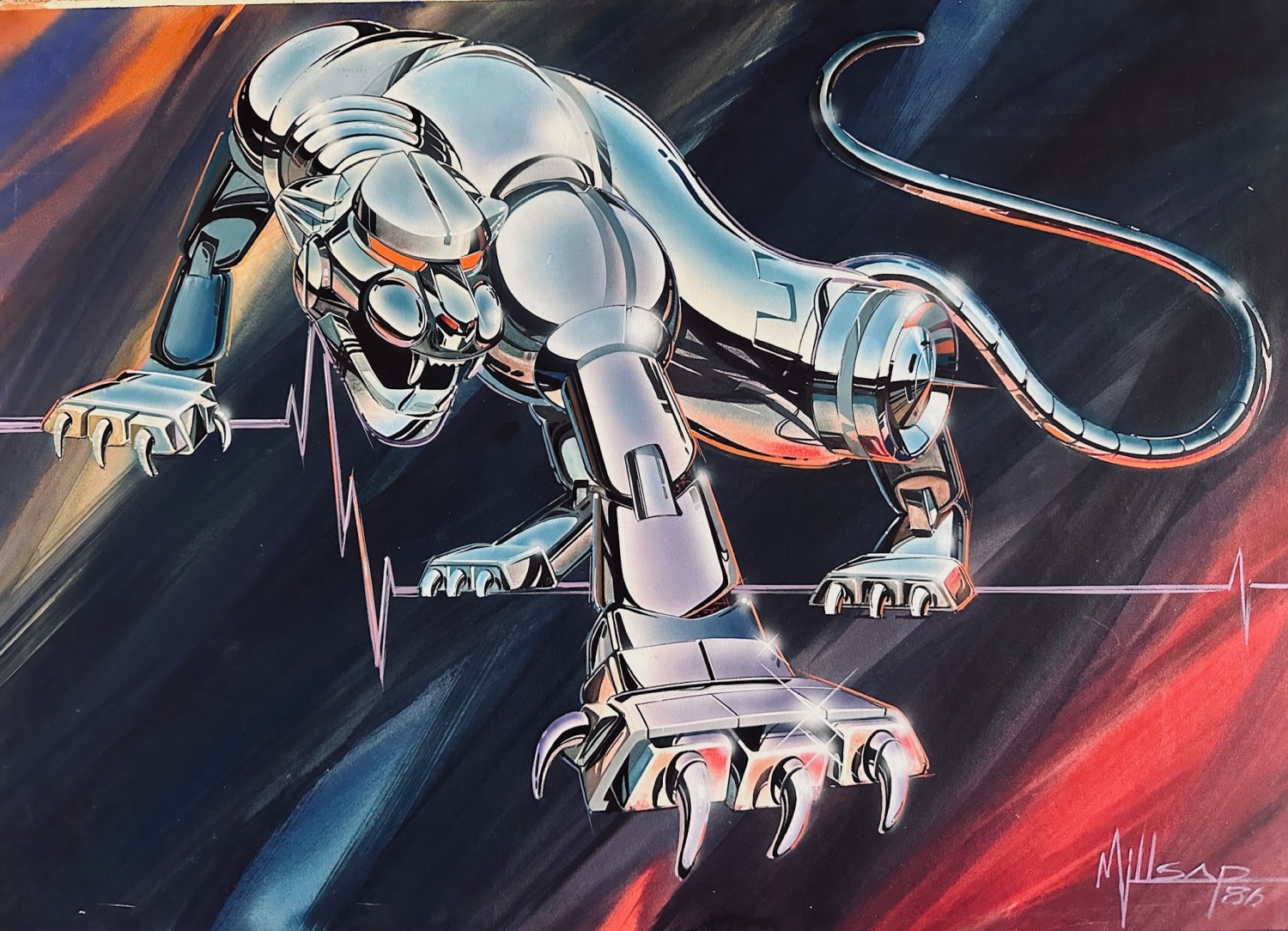 DEREK MILLSAP PAINTING MECHANICAL TIGER CHROME STUDY 1986